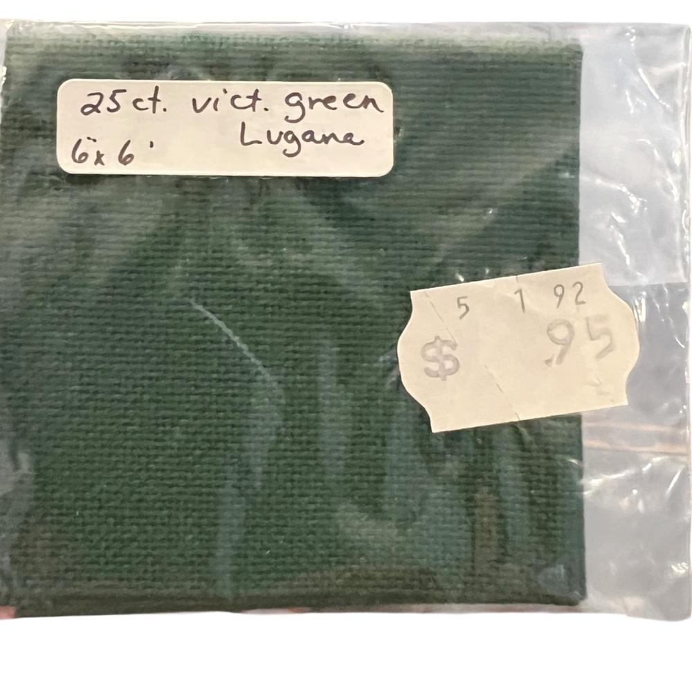 Vintage Cross Stitch Fabric 25‎ Count 6x6” NEW Victory Green Laguna